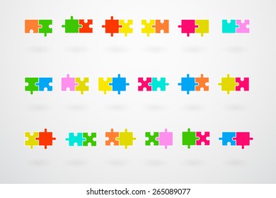 Jigsaw Puzzle Pieces Collection Set Vector