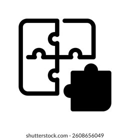 Jigsaw puzzle pieces connecting glyph icon for solution or teamwork concept