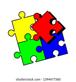 jigsaw puzzle pieces with different color  isolated on white background. vector illustration