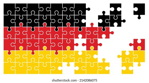 jigsaw puzzle pieces with Flag Germany. Puzzle pieces icon or pictogram. national country symbol. Cartoon Deutschland vector logo. Platte puzzels. Mosic sign. For travel, vacation or holliday.