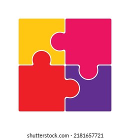Jigsaw Puzzle Pieces Icon Isolated On White Background. Vector