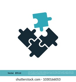 Jigsaw Puzzle Pieces Icon Vector Logo Template Illustration Design. Vector EPS 10.