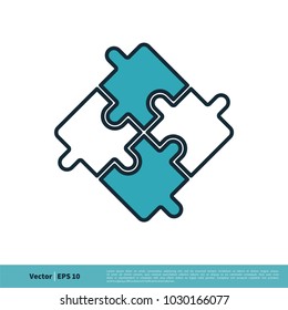 Jigsaw Puzzle Pieces Icon Vector Logo Template Illustration Design. Vector EPS 10.