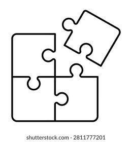Jigsaw puzzle pieces logic game icon vector illustration with strategy solution connecting