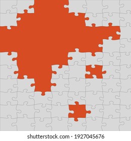 Rompecabezas con piezas faltantes. resolver la tarea del rompecabezas, vector de stock