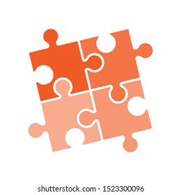 Jigsaw Puzzle Pieces Perfectly Fit Together. Vector Logo
