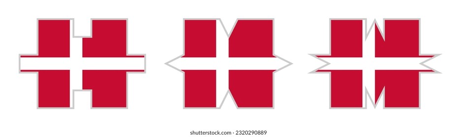 jigsaw puzzle pieces set of denmark flag. vector illustration isolated on white background
