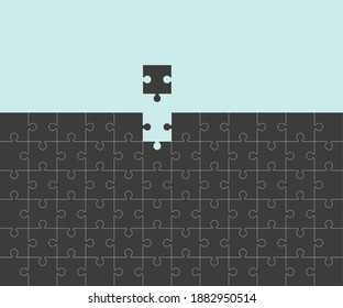 Jigsaw Puzzle, putting the pieces. Vector illustration.