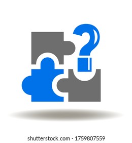 Jigsaw Puzzle Question Mark Icon Vector. Riddle Conundrum Business Logo. Problem Solving Illustration. Idea Education Sign.