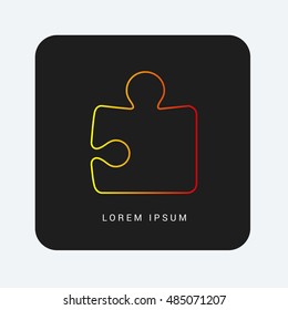 Jigsaw Puzzle Red & Orange gradient attractive line thin icon / logo design