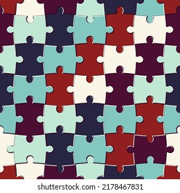 jigsaw puzzle seamless pattern, vector full color