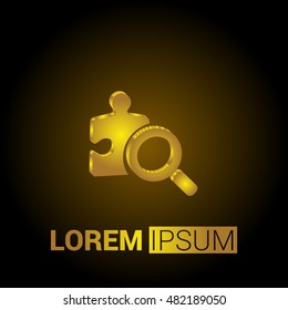 Jigsaw Puzzle Search 3D Golden Metallic Premium Royal Corporate Logo / Icon