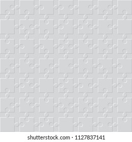 Jigsaw Puzzle Separated Pieces Texture Made with Shadows and Highlights Blank Wallpaper Template - White and Dark Grey Tiles on Grey Background - Vector Flat Graphic Design