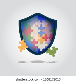 Jigsaw Puzzle shield design vector illustration