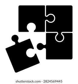 jigsaw puzzle silhouette with missing piece icon