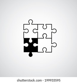 Jigsaw puzzle symbol on gray background 