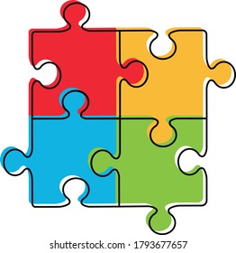 Jigsaw puzzle or teamwork concept flat vector icon for apps and websites