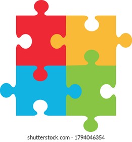 Jigsaw puzzle or teamwork concept flat vector icon for apps and websites