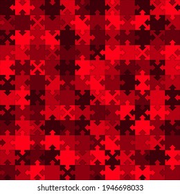 jigsaw puzzle template. arrow and square shapes. vector seamless pattern. color metaphor of union, network, connection. red repetitive background. wrapping paper. fabric swatch. modern stylish texture