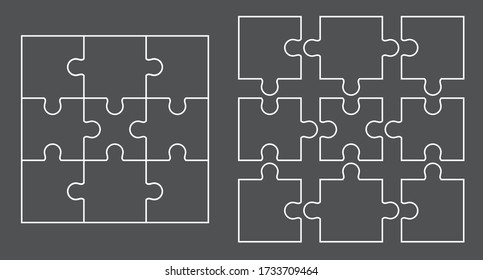 Jigsaw Puzzle template. Puzzle banner presentation background.