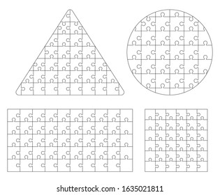 Jigsaw puzzle template. Vector illustrations.