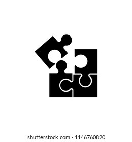 Jigsaw Puzzle Toy. Flat Vector Icon illustration. Simple black symbol on white background. Jigsaw Puzzle Toy sign design template for web and mobile UI element