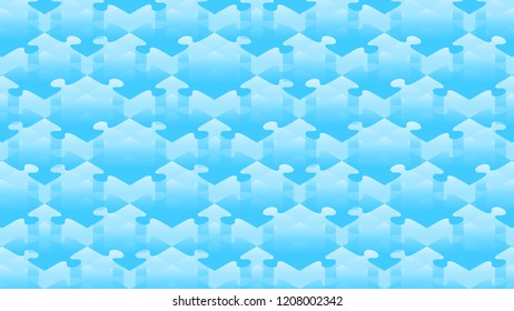 Jigsaw puzzle transparency 3D isometric virtual blue color illustration isolated on white background with copy space, vector eps 10
