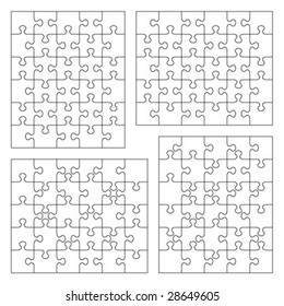 Jigsaw puzzle vector blank templates 5x6 and 6x5 of various cutting guidelines ( for high res JPEG or TIFF see image 28649608 )
