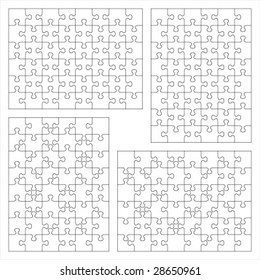Jigsaw puzzle vector blank templates 6x8 and 8x6 of various cutting guidelines (48 pieces each) ( for high res JPEG or TIFF see image 28650964 )
