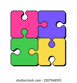Jigsaw Puzzle vector concept colored icon or logo element. Puzzle icon. Vector. Isolated. Flat design. Vector.