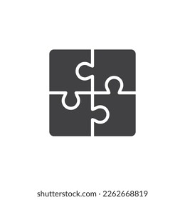 Jigsaw puzzle vector icon. filled flat sign for mobile concept and web design. Four puzzle pieces glyph icon. Symbol, logo illustration. Vector graphics