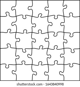Jigsaw Puzzle Vector Paper Game Template. Matching Intellectual Game Board for Kids and Adults.