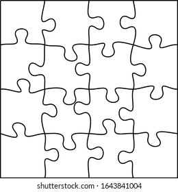 Jigsaw Puzzle Vector Paper Game Template. Matching Intellectual Game Board for Kids and Adults.