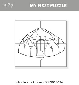 Jigsaw puzzle - Vector Yurt. Game for preschool kids. My first puzzle and coloring book