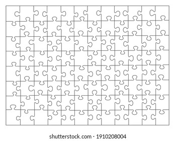 Jigsaw puzzle white color. puzzle grid 8x12. Game mosaic 96 individual parts.	