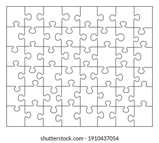 Jigsaw puzzle white color. puzzle grid 6x8. Game mosaic 48 individual parts.	