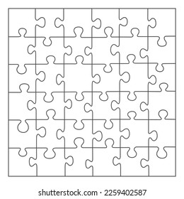 Jigsaw puzzle white color. puzzle grid 6x6. Game mosaic 36 individual parts.