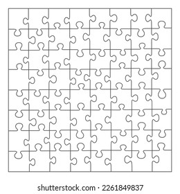 Jigsaw puzzle white color. puzzle grid 8x8. Game mosaic 64 individual parts.