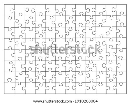 Jigsaw puzzle white color. puzzle grid 8x12. Game mosaic 96 individual parts.	