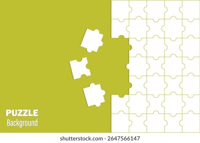 Jigsaw puzzle with white pieces. Abstract mosaic pattern. Vector illustration.