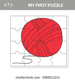 Jigsaw puzzle with yarn. Visual educational puzzle for children. My first puzzle