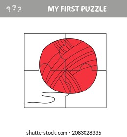 Jigsaw puzzle with yarn. Visual educational puzzle for children. My first puzzle