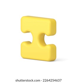 Jigsaw puzzle yellow piece join solution brainstorming challenge 3d icon realistic vector illustration. Detail skill assemble match connection element for integration paper toy attach game playing