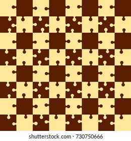 Jigsaw puzzle.Chess board. Colorful vector illustration.