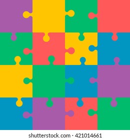 Jigsaw puzzle.Colorful vector illustration.