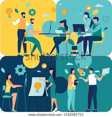 jigsaw puzzles are great element of team work and search for ideas. business teamwork together people connect puzzle elements. vector illustration in flat style