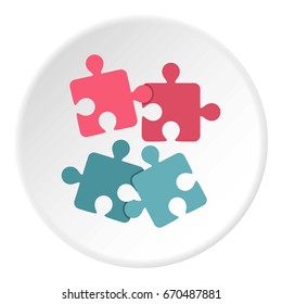 Jigsaw puzzles icon in flat circle isolated vector illustration for web