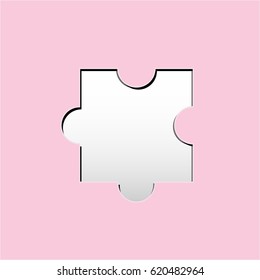 jigsaw shape with paper cut style on solid color.