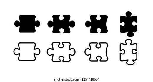 Jigsaw symbol vector. black white icon.