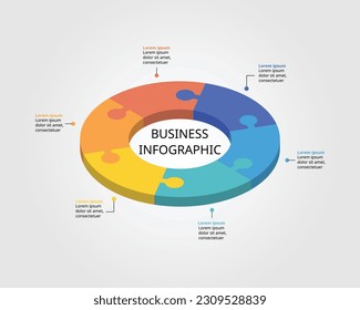 Jigsaw template for infographic for presentation for 6 element